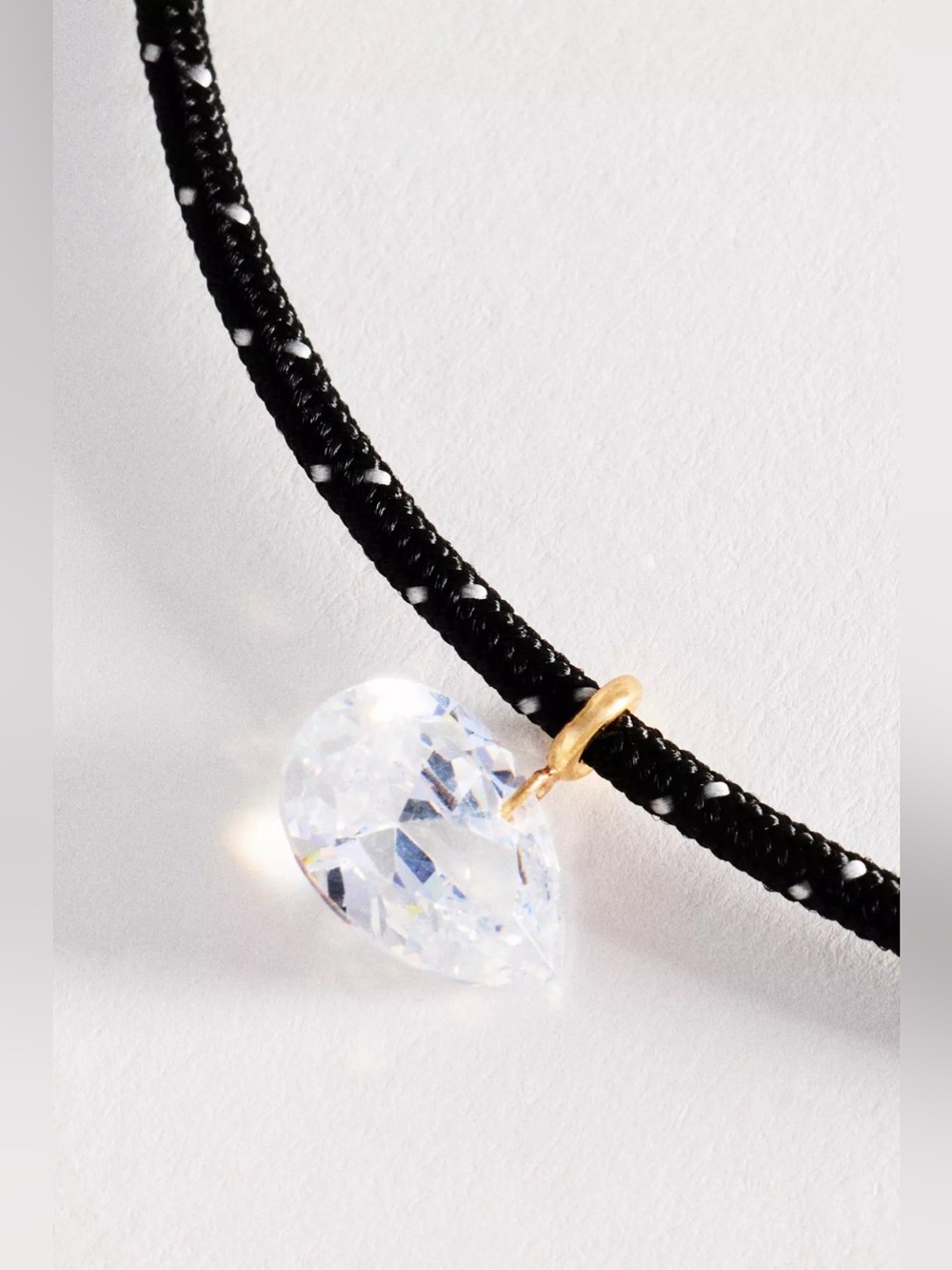 NWT Anthropologie Adjustable Corded Crystal Pendant Necklace, Black - Picture 2 of 8